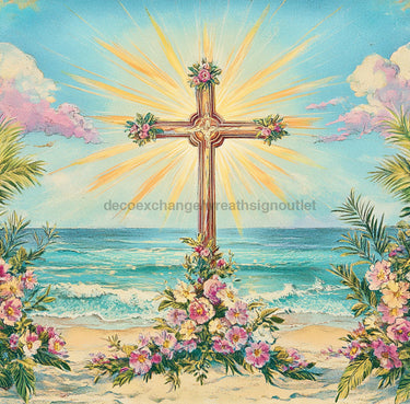 Religious Sign, Cross Sign, DCO-02401, Sign For Wreath, 10x10 Metal Sign